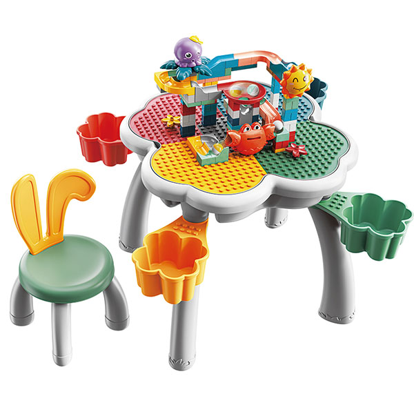 Petal table and rabit chair block table with 152 pcs animal slide blocks