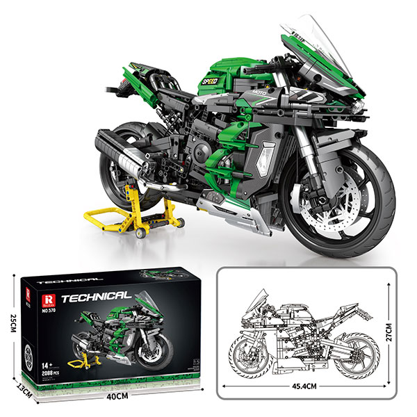 1:5 Urban Kawasaki Motorcycle H2 SXSE Model Building Blocks MOC Technology Roadster Bricks 2088 DIY children's toy set