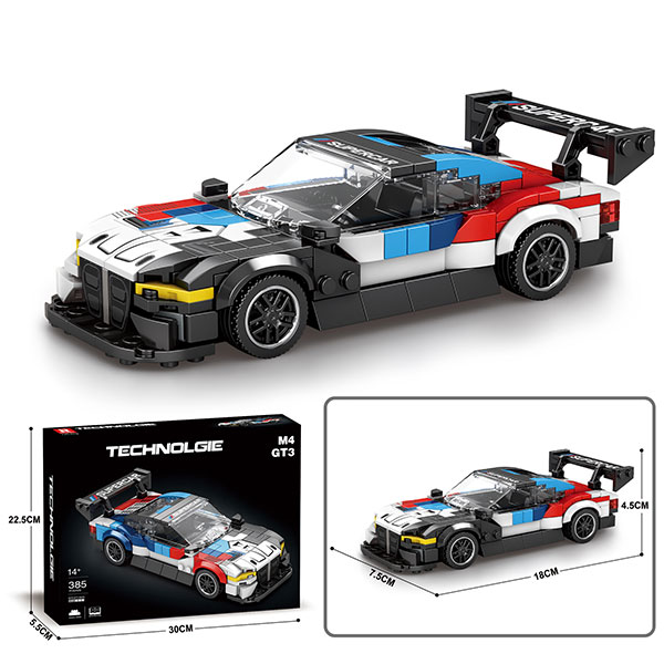 Car Building Block M4 GT3 Simulation Racing Building Block Car Model 385PCs