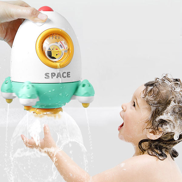 Space Rocket Water Play Toy Bath Toys Rotation Spray