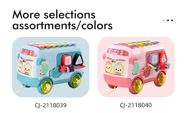 Multifunctional baby educational sliding cartoon toy musical instrument piano knocking xylophone bus