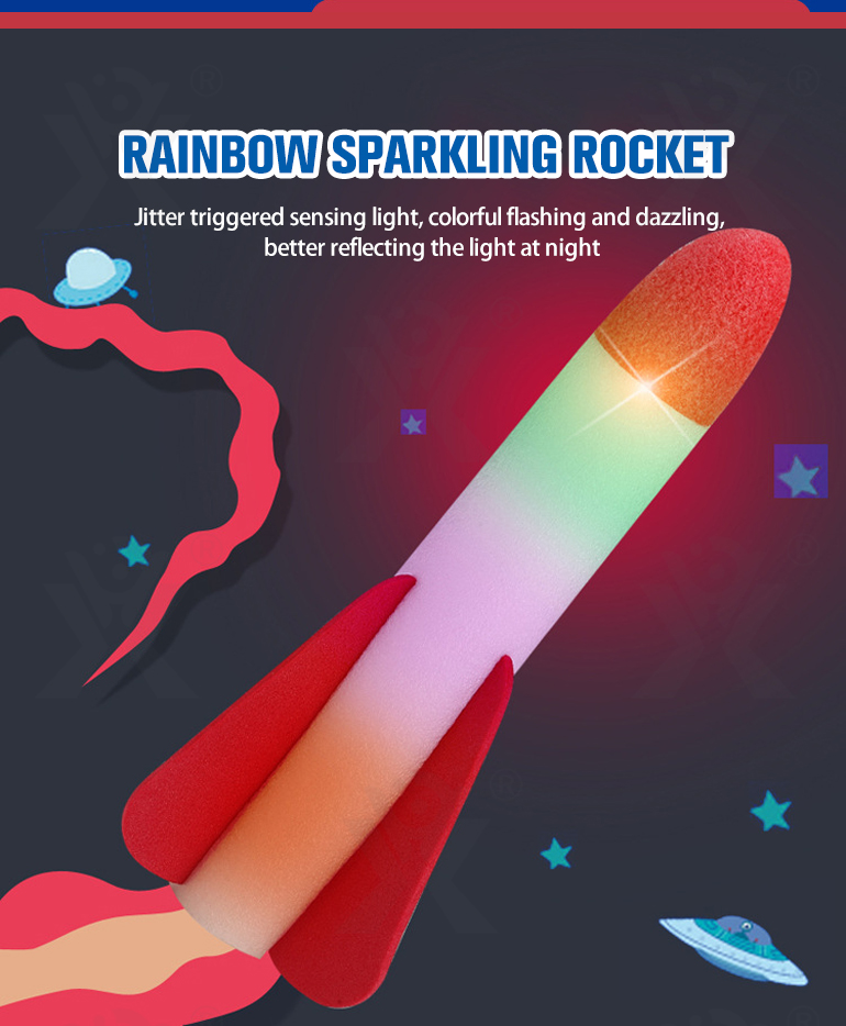 Chengji 2 in 1 outdoor friends interactive dueling rockets cars kit stomp light up foam toys rocket launch toy for kids