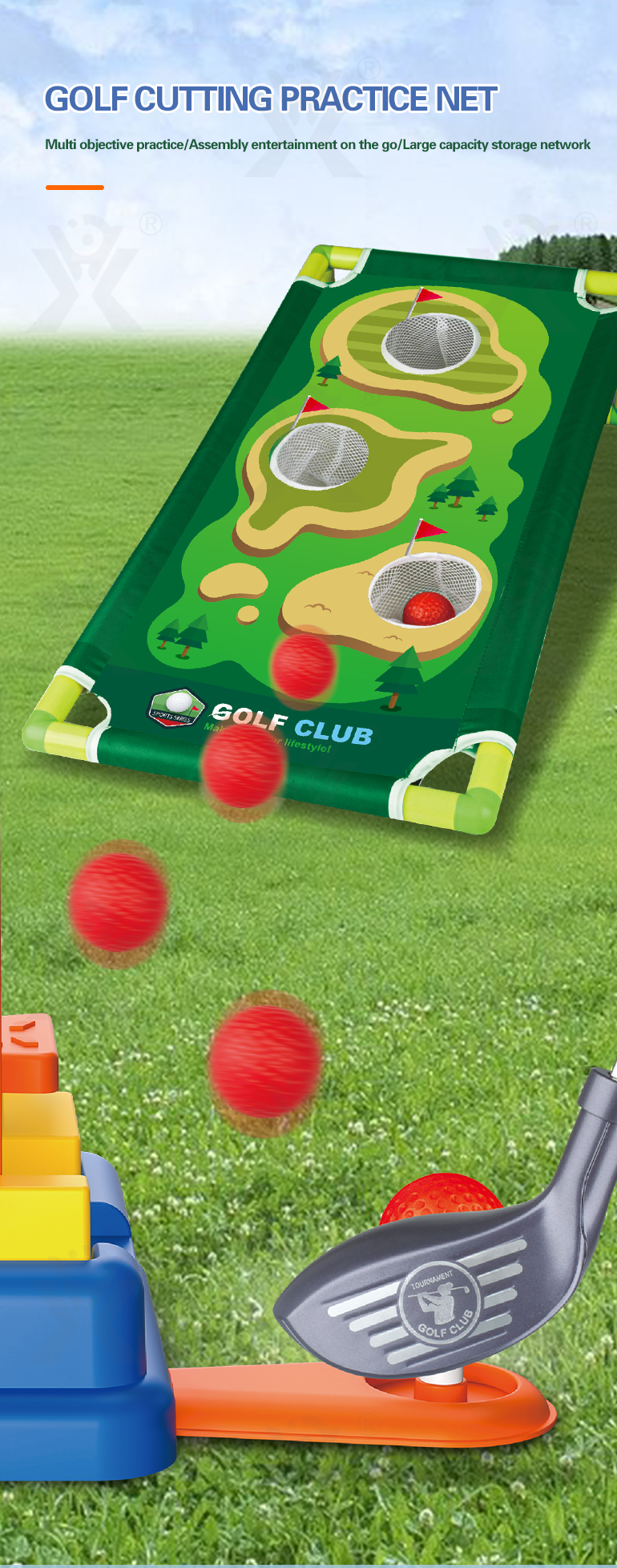 Chengji kids play golf toy multi function sports training set home golf mini game interaction outdoor games for family