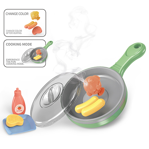 Pretend Play House Toy Cooking Pan Set With Light&Sound Electric Simulation Color-Changing Food Pan Kitchen Toy For Children