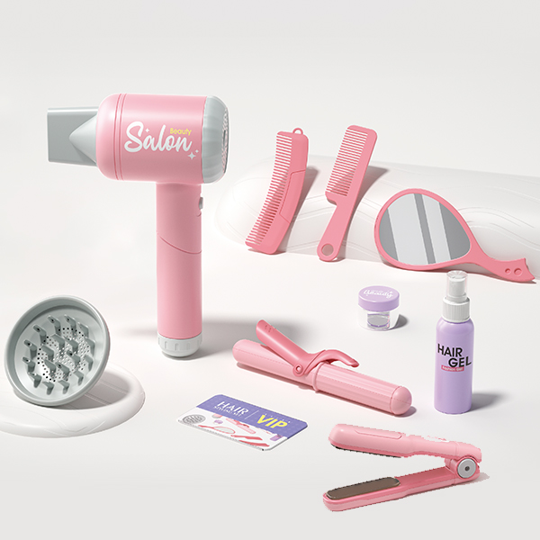 Girls Princess Game Beauty Simulated Kit Salon equipments with fun accessories hair gel Electric Perm and hair dryer toys