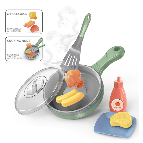 Pretend Play House Toy Cooking Pan Set With Light&Sound Electric Simulation Color-Changing Food Pan Kitchen Toy For Children