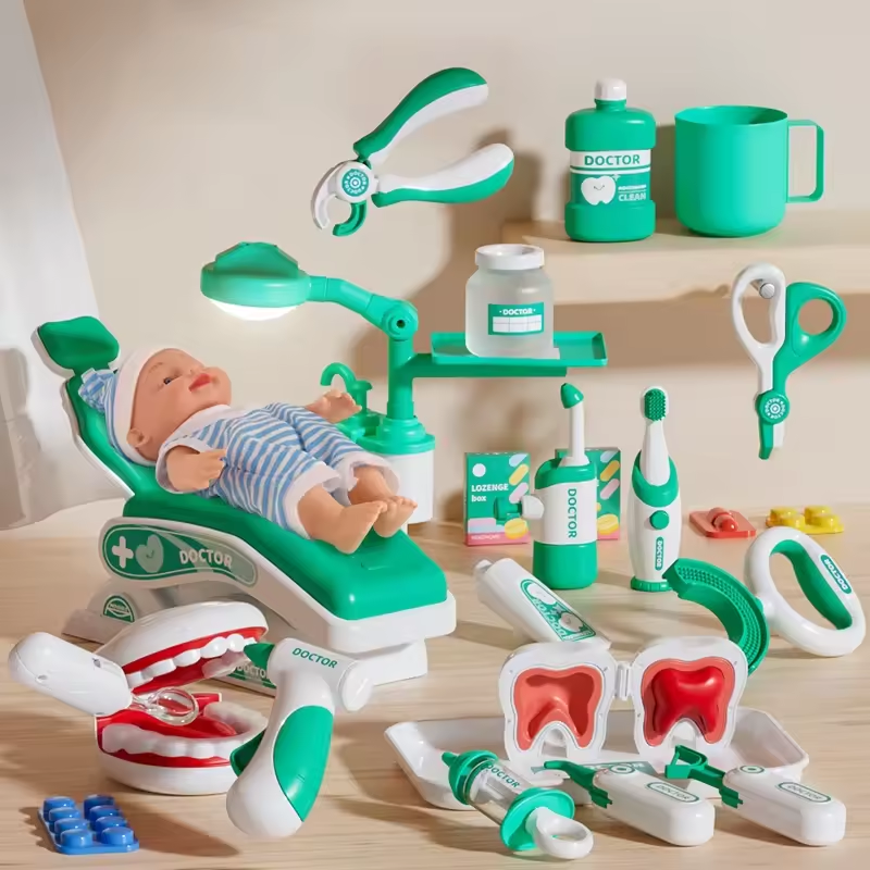 Simulation 28Pcs Medical Science Toys Set Pretend Role Play Indoor Play House Doctor Dental Toy For Kid