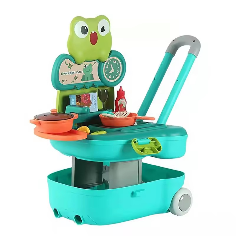 6 In 1 Multi-Functional 66PCS Cute Frog Role Play Storage Table Kids Pretend Play Set